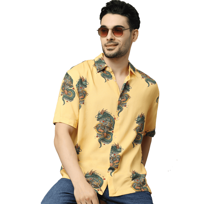 Ryushin Samurai Printed Yellow Unisex Shirt - www.entertainmentstore.in