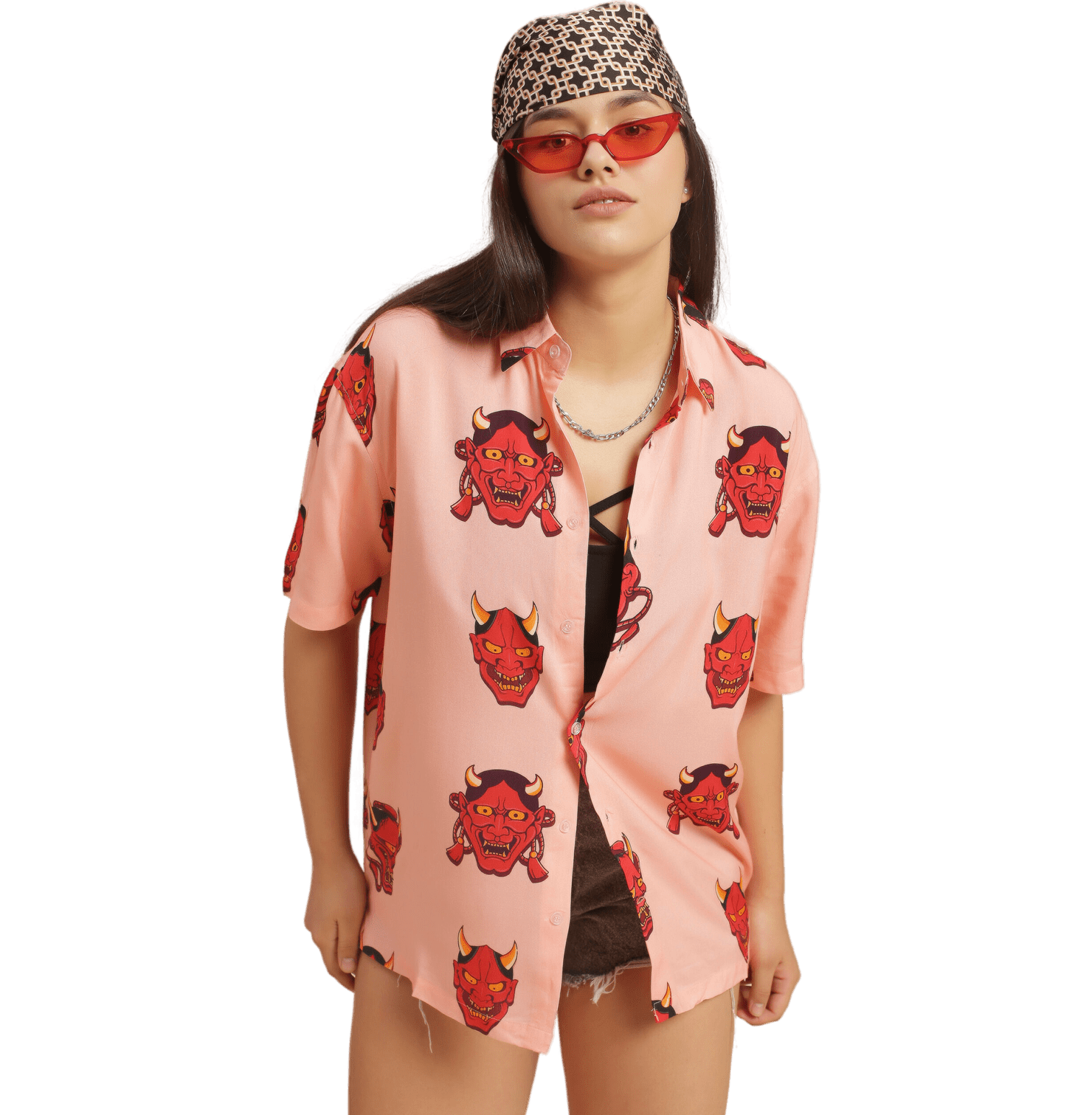 Sakura Oni Printed Pink Unisex Shirt - www.entertainmentstore.in