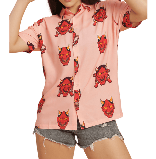 Sakura Oni Printed Pink Unisex Shirt - www.entertainmentstore.in