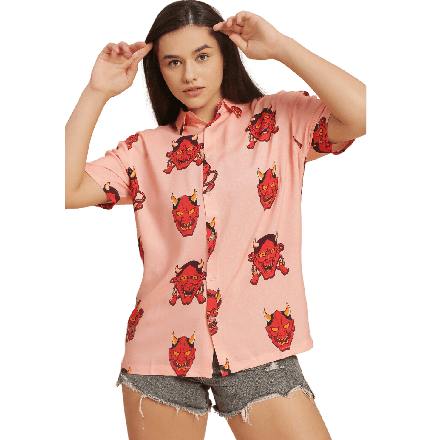 Sakura Oni Printed Pink Unisex Shirt - www.entertainmentstore.in