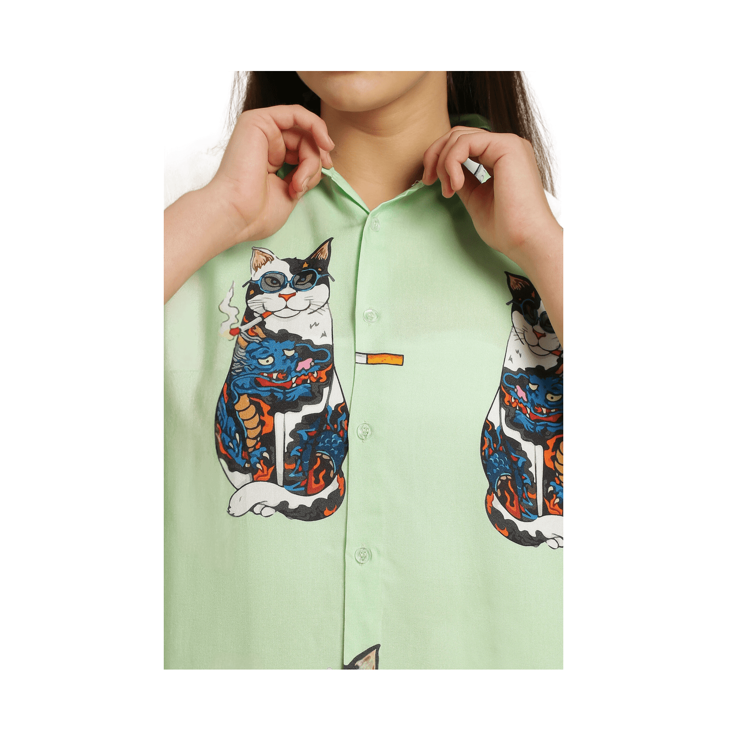 Smoking Yakuza Neko Printed Unisex Shirt - www.entertainmentstore.in