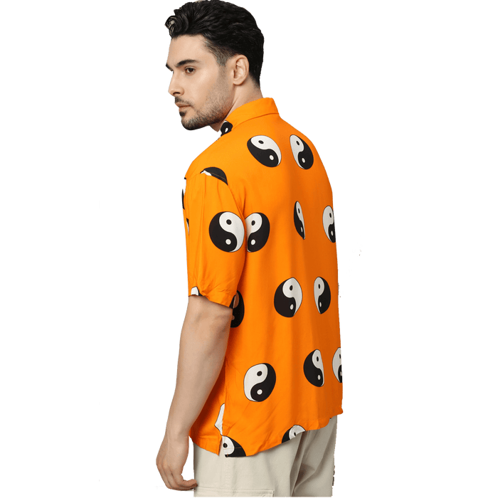 Yin Yang Printed Orange Unisex Shirt - www.entertainmentstore.in