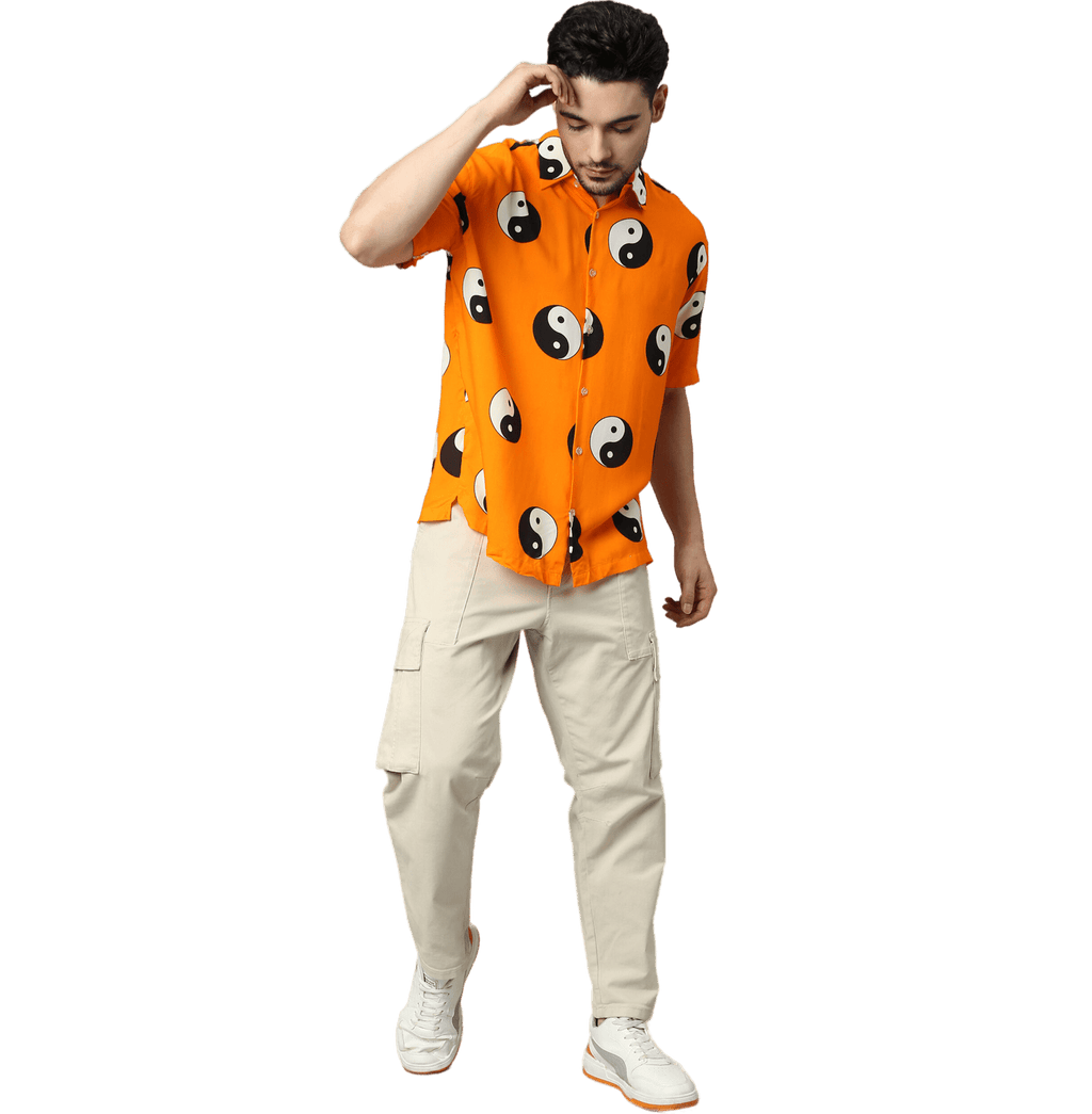 Yin Yang Printed Orange Unisex Shirt - www.entertainmentstore.in