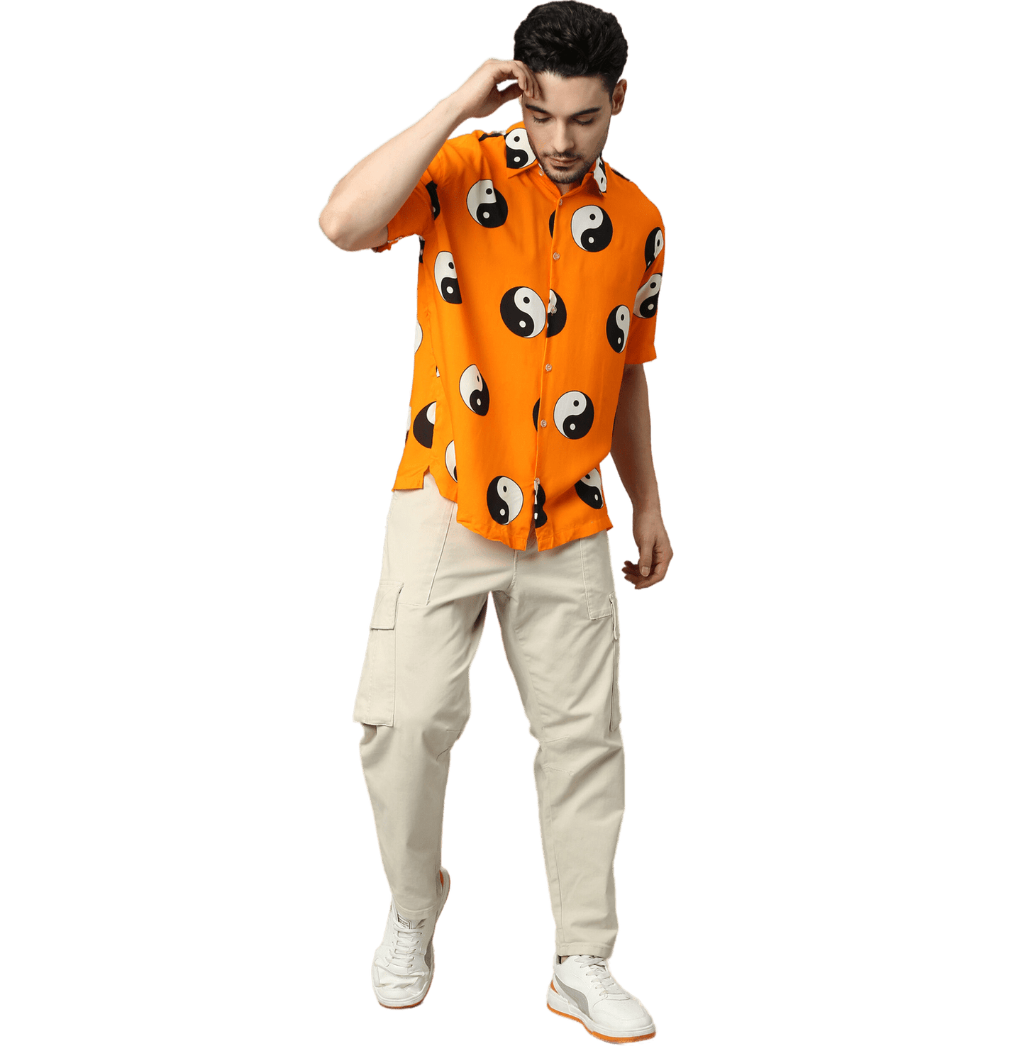 Yin Yang Printed Orange Unisex Shirt - www.entertainmentstore.in