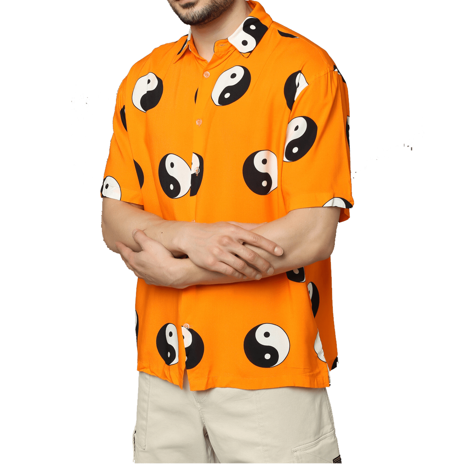 Yin Yang Printed Orange Unisex Shirt - www.entertainmentstore.in