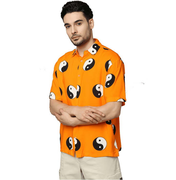 Yin Yang Printed Orange Unisex Shirt - www.entertainmentstore.in