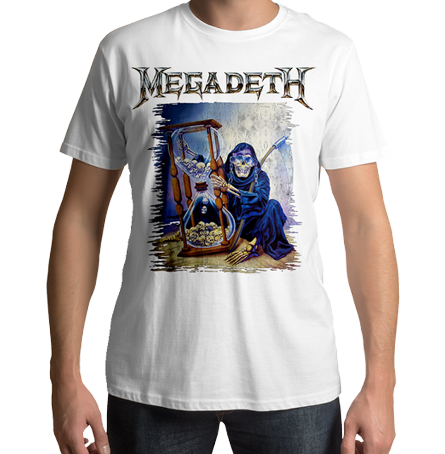 Megadeth Hourglass WhiteT Shirt - www.entertainmentstore.in