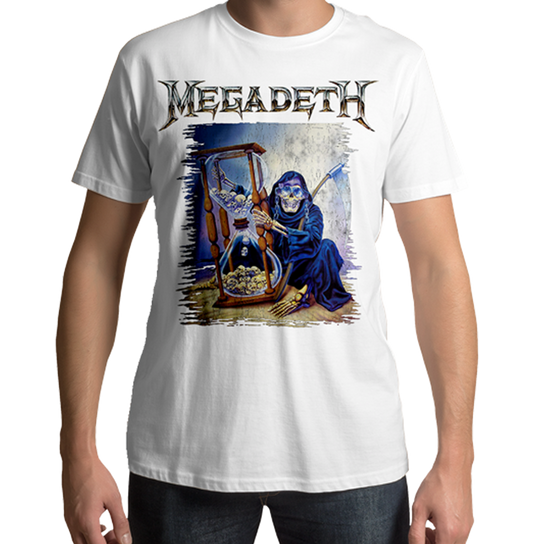 Megadeth Hourglass WhiteT Shirt - www.entertainmentstore.in