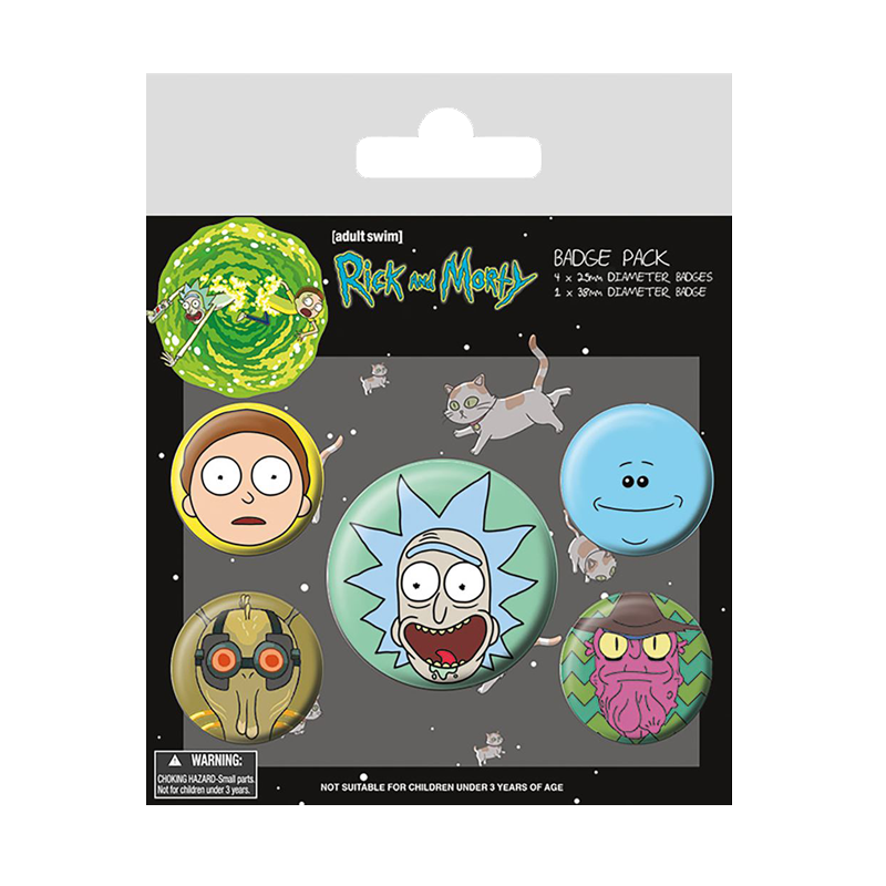 Rick And Morty Heads Badge Pack - www.entertainmentstore.in