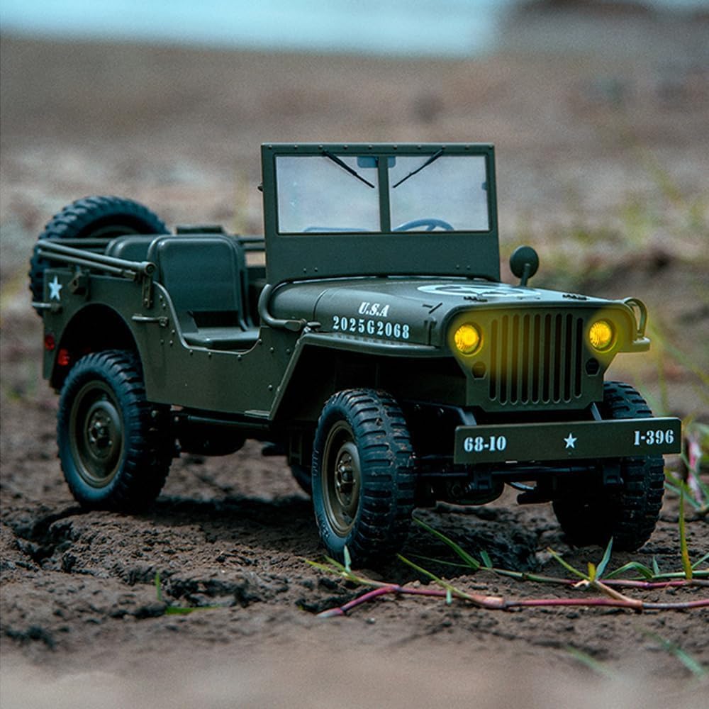 Military Car Toy Model, Green Plastic, Vintage Style