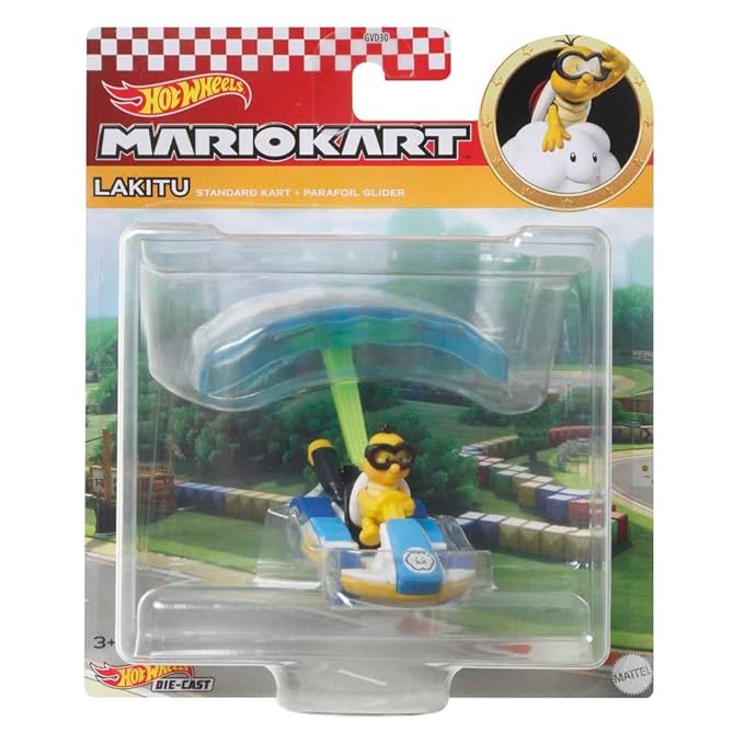 Hot Wheels Mario Kart Lakitu Standard Kart Parafoil Glider