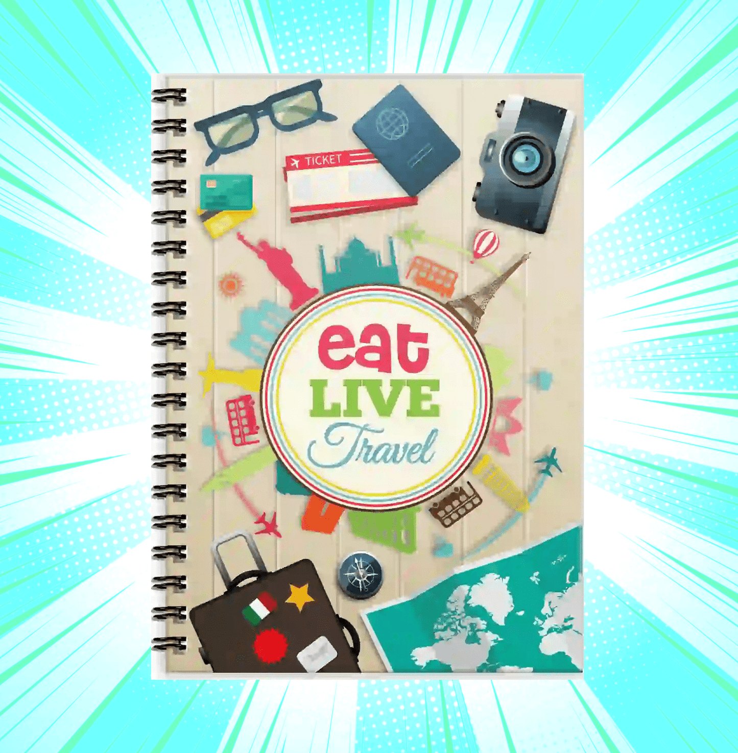 Eat Live Travel A5 Spiral Notebook