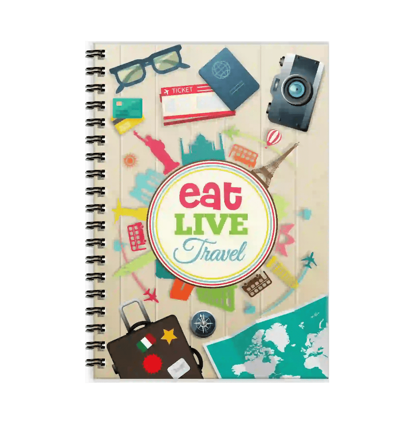 Eat Live Travel A5 Spiral Notebook