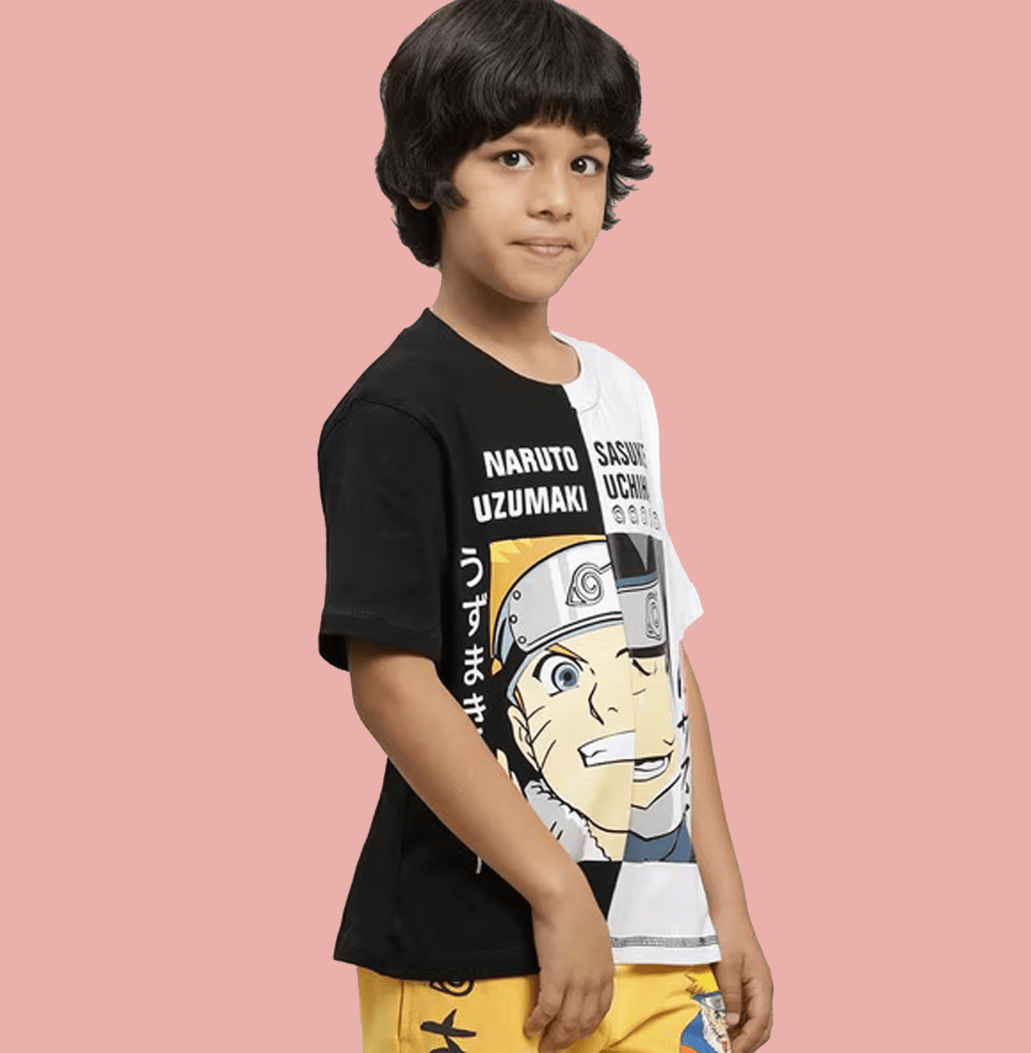 Naruto 1180 Black White Kids Boys T Shirt