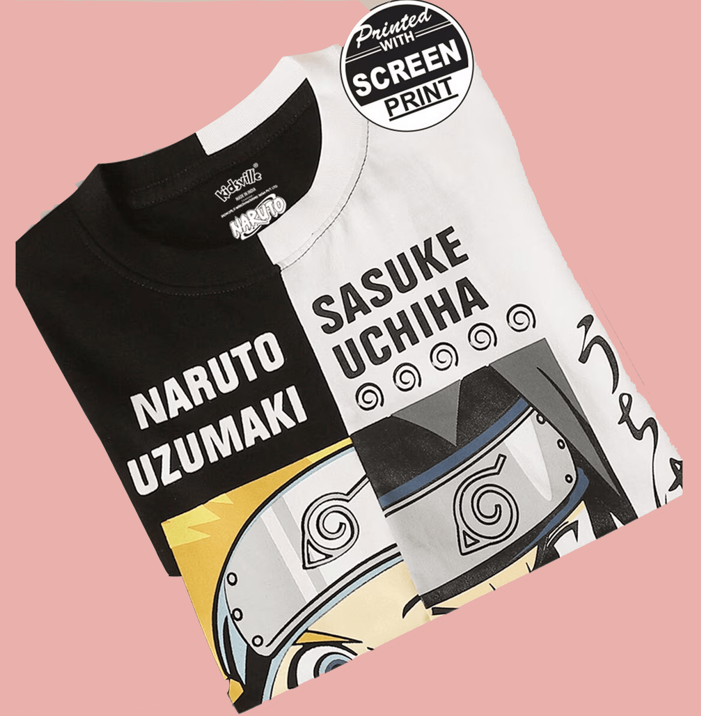 Naruto 1180 Black White Kids Boys T Shirt