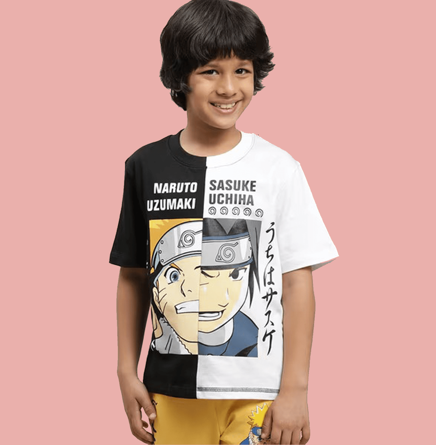 Naruto 1180 Black White Kids Boys T Shirt