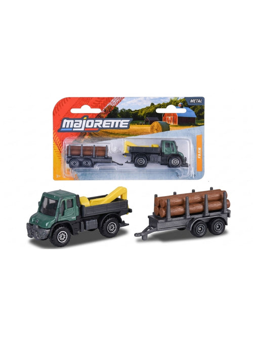Majorette Metal Farm Tractor & Trailer Set - Green/Black