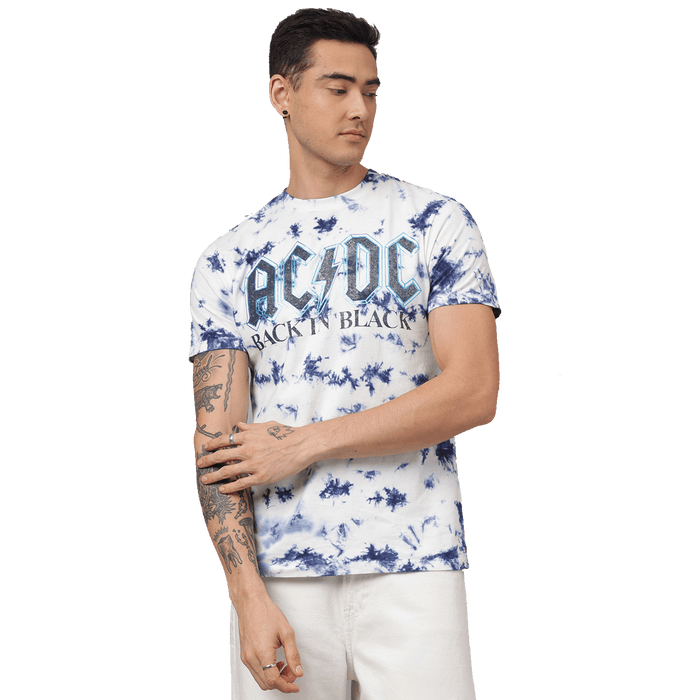 AC DC 2245 Blue Tie Dyed Mens T Shirt - www.entertainmentstore.in