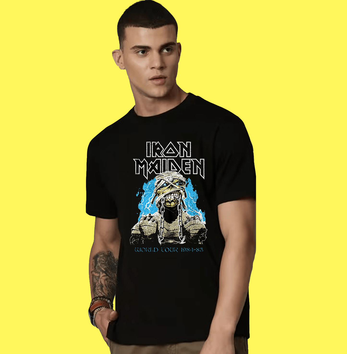 Rock N Roll Iron Maiden Powerslave Mummy World Slavery Tour T Shirt