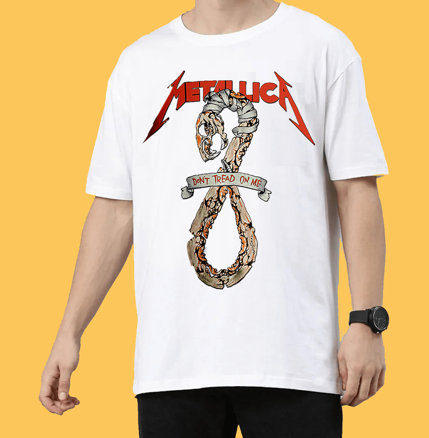 Rock N Roll Metallica Dont Tread on Me White T Shirt