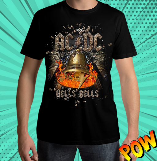 AC DC Hells Bells Jumbo Print Black T Shirt - www.entertainmentstore.in