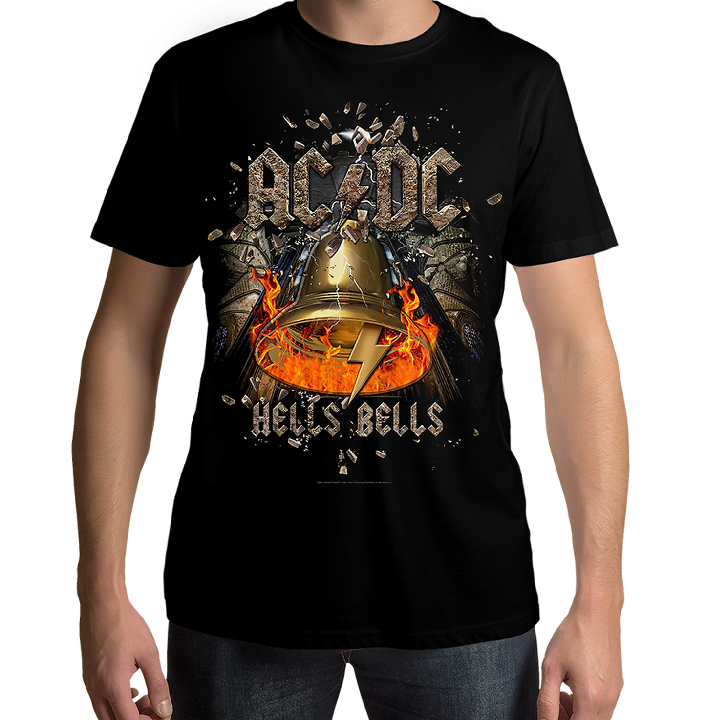 AC DC Hells Bells Jumbo Print Black T Shirt - www.entertainmentstore.in