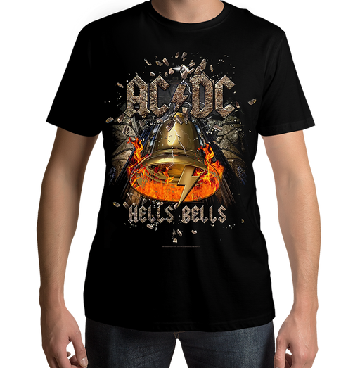 AC DC Hells Bells Jumbo Print Black T Shirt - www.entertainmentstore.in