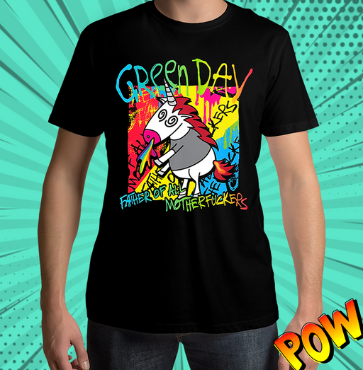 Green Day Unicorn Wall Black T Shirt - www.entertainmentstore.in