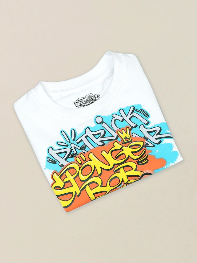 Sponge Bob Squarepants White Regular Kids Boys T Shirt
