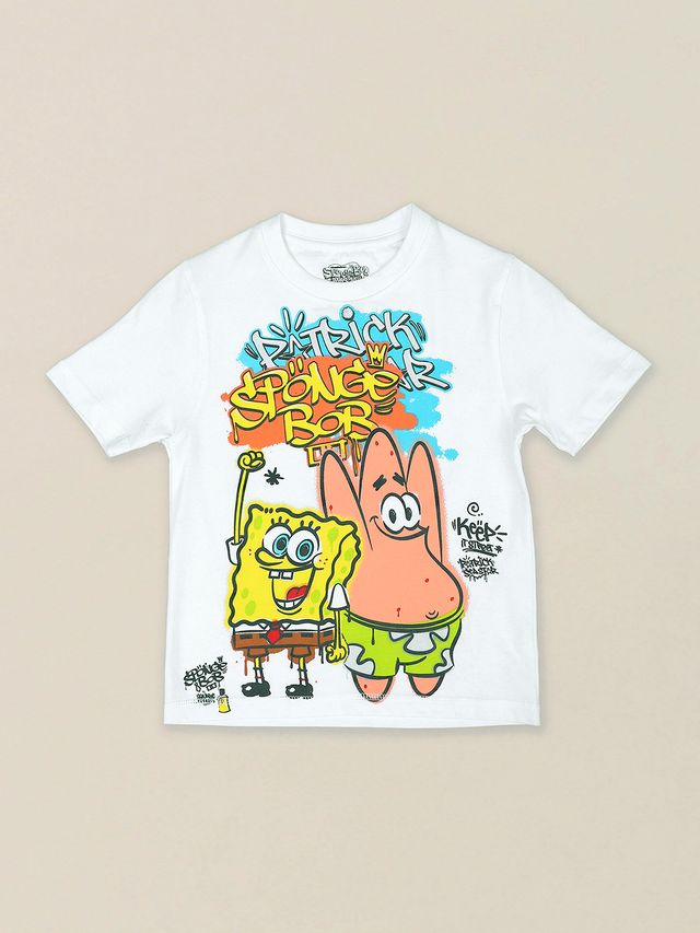 Sponge Bob Squarepants White Regular Kids Boys T Shirt