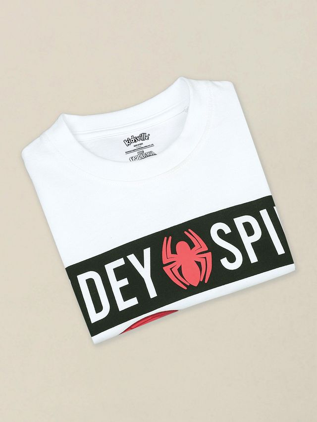 Spiderman White Regular Kids Boys T Shirt
