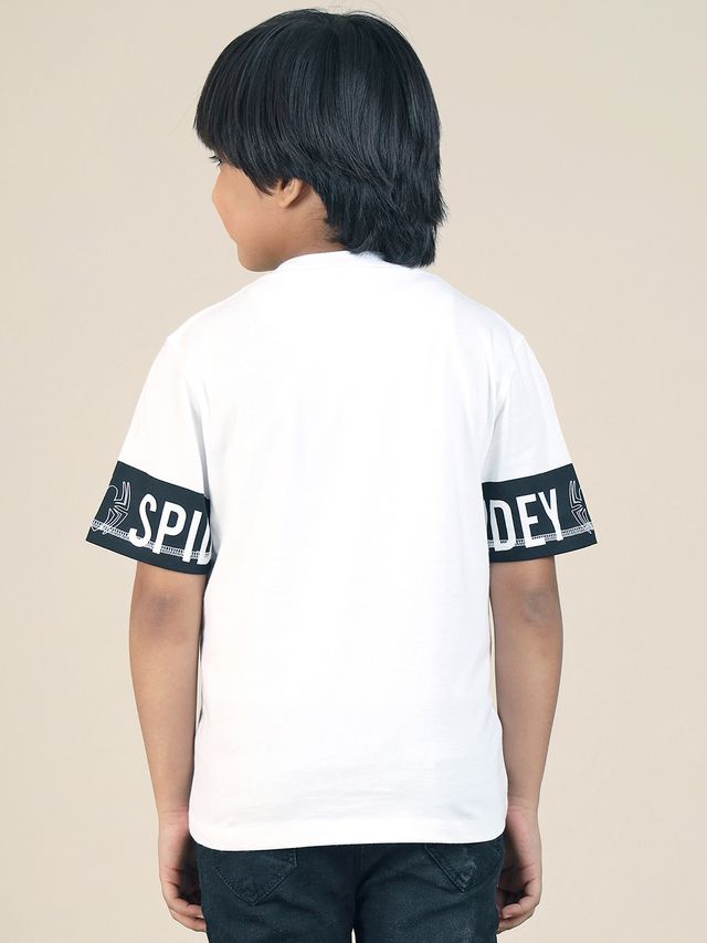 Spiderman White Regular Kids Boys T Shirt