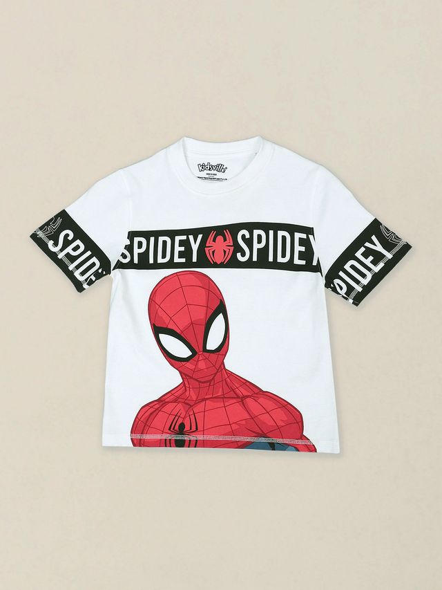 Spiderman White Regular Kids Boys T Shirt
