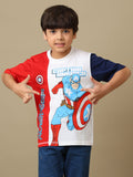 Captain America Optic White-Tomato Red-Navy Peony Kids T Shirt