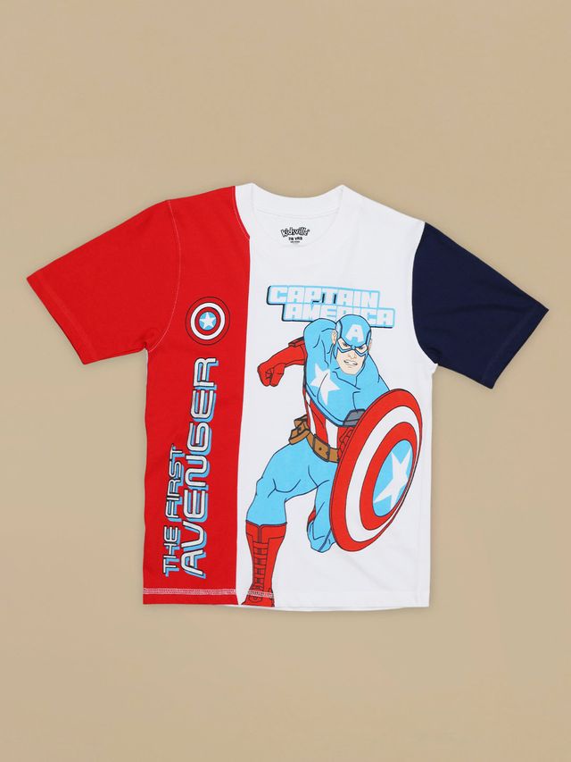 Captain America Optic White-Tomato Red-Navy Peony Kids T Shirt