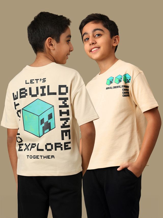 Minecraft Classic Beige Kids T Shirt