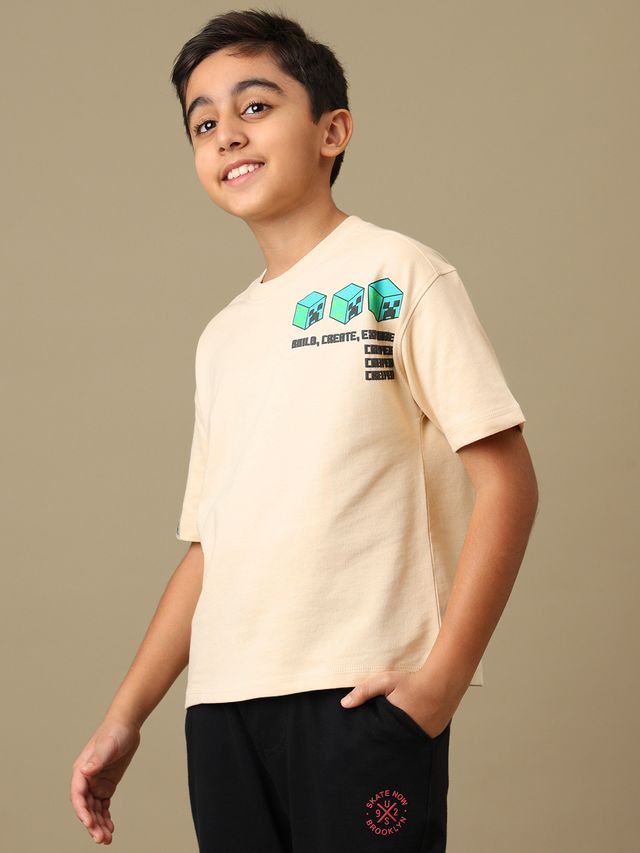 Minecraft Classic Beige Kids T Shirt