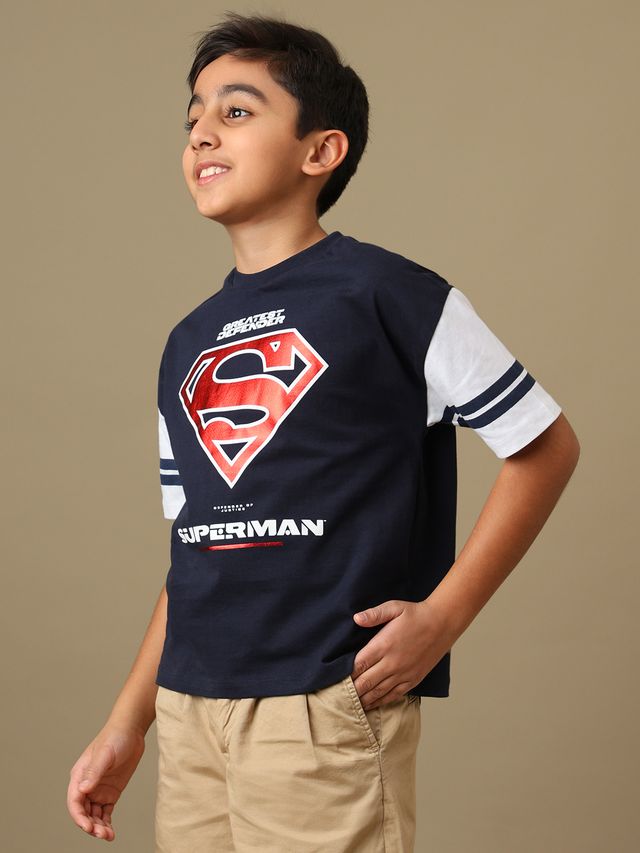 Superman Sky Captain Navy - Optic White Kids T Shirt