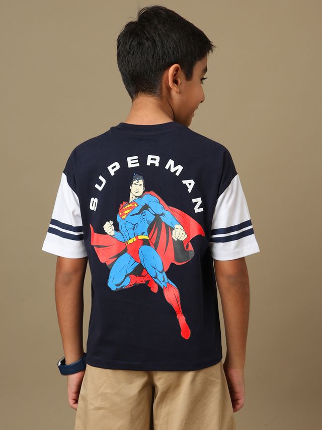 Superman Sky Captain Navy - Optic White Kids T Shirt