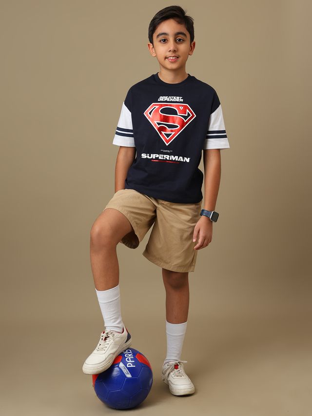 Superman Sky Captain Navy - Optic White Kids T Shirt