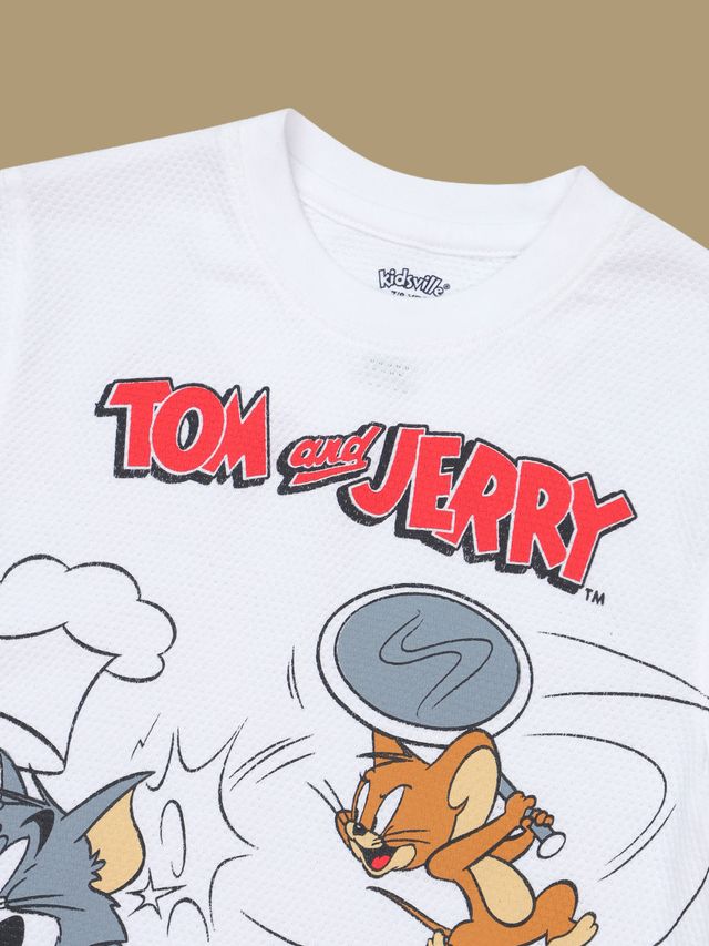 Tom & Jerry Optic White Kids T Shirt