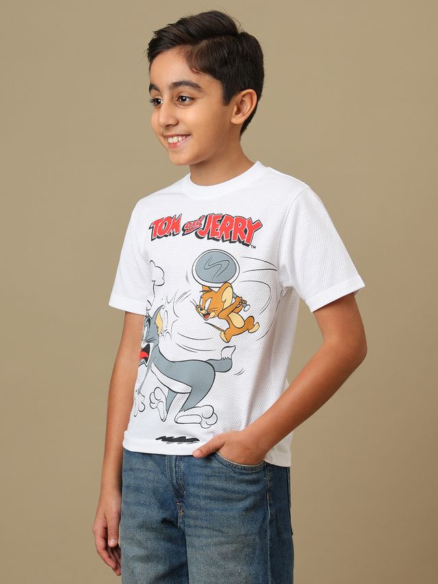 Tom & Jerry Optic White Kids T Shirt