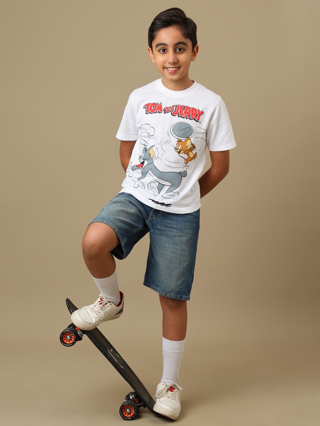 Tom & Jerry Optic White Kids T Shirt