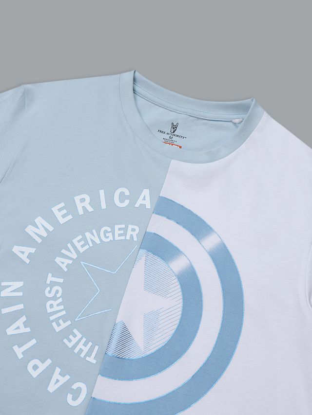 Captain America Light Blue - White T Shirt