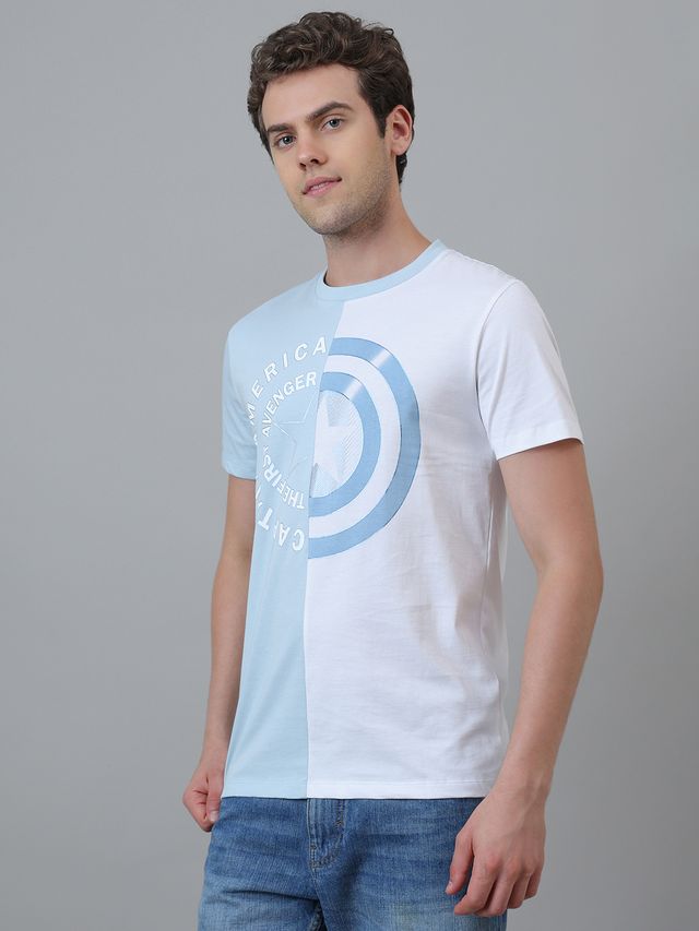 Captain America Light Blue - White T Shirt