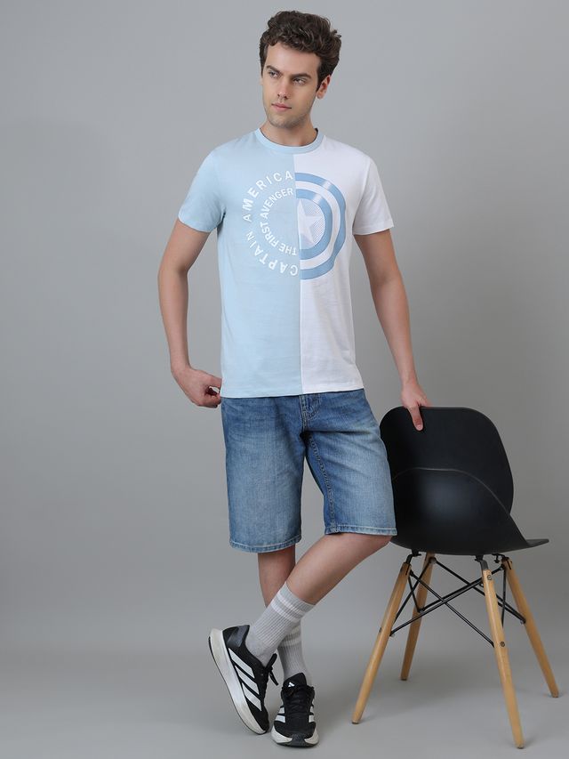 Captain America Light Blue - White T Shirt