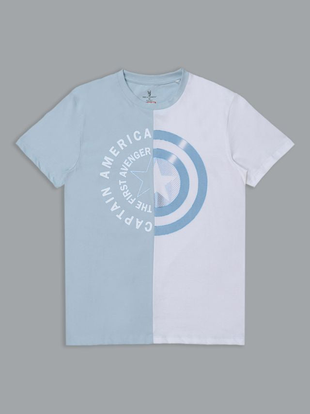 Captain America Light Blue - White T Shirt