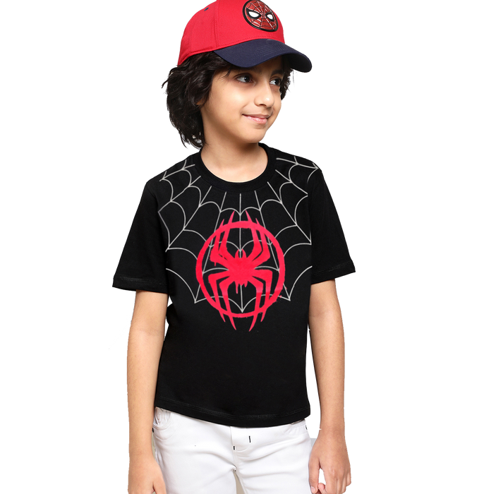 Spiderman 1462 Black/ Bright Red Kids T Shirt - www.entertainmentstore.in