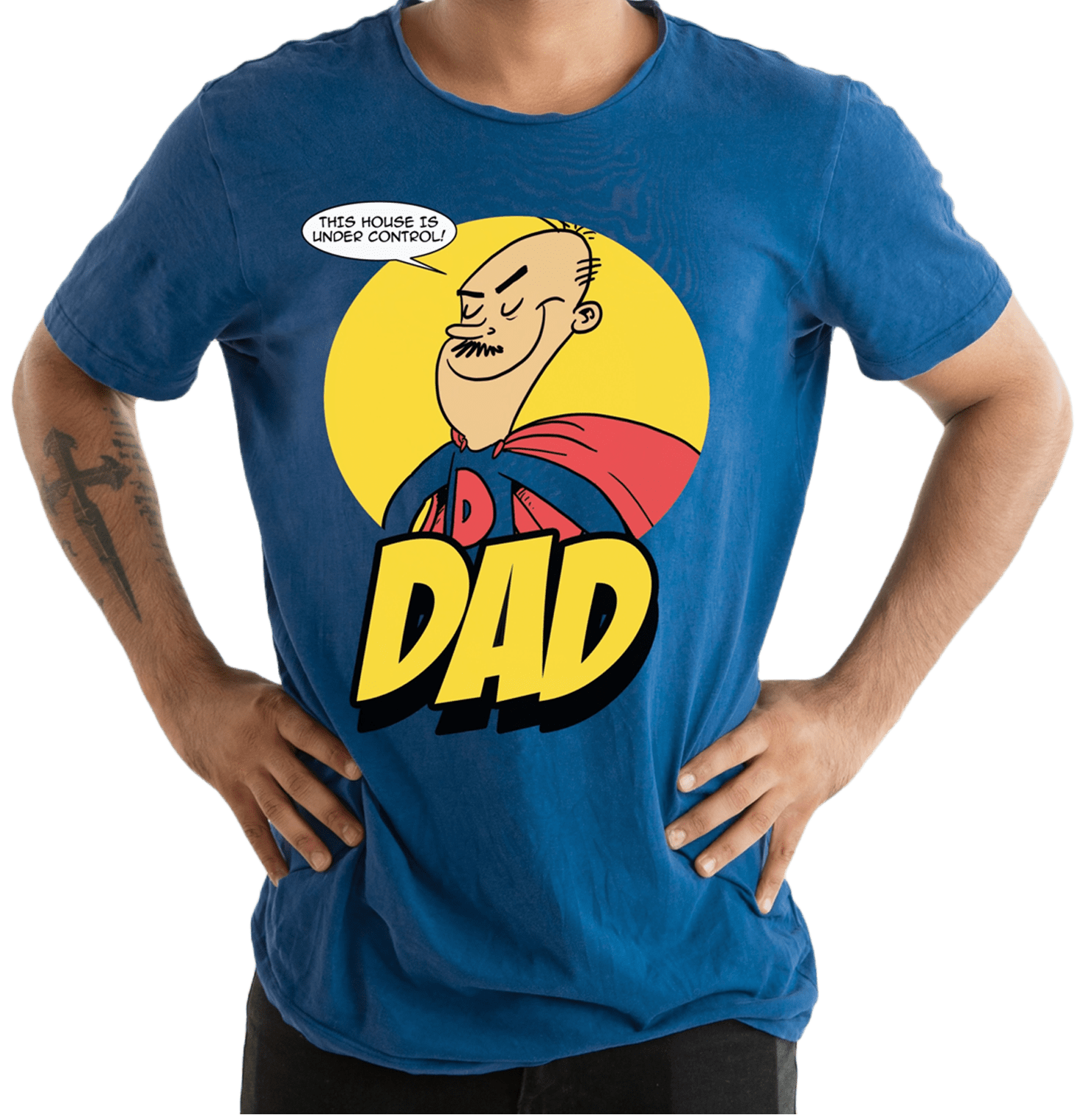 Dad His House Is Under Control Blue Mens T Shirt - www.entertainmentstore.in