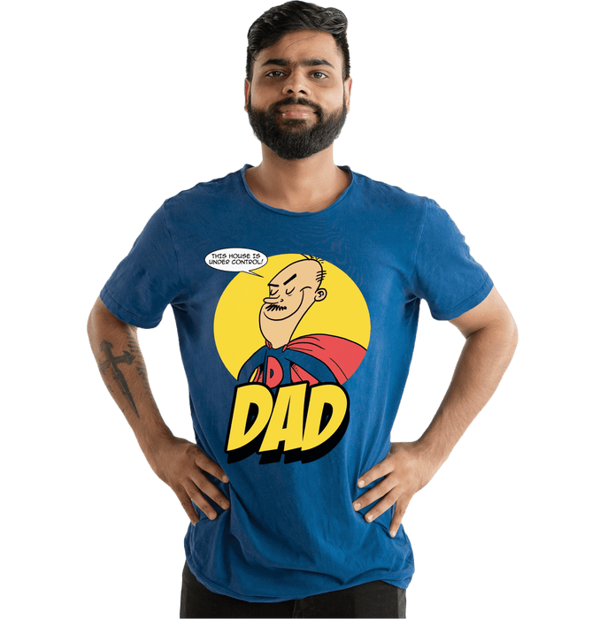 Dad His House Is Under Control Blue Mens T Shirt - www.entertainmentstore.in